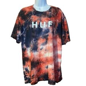 ♥️= 3/$15 Bundle Huf Size Large Tie Dye Blue and Red Tee Shirt